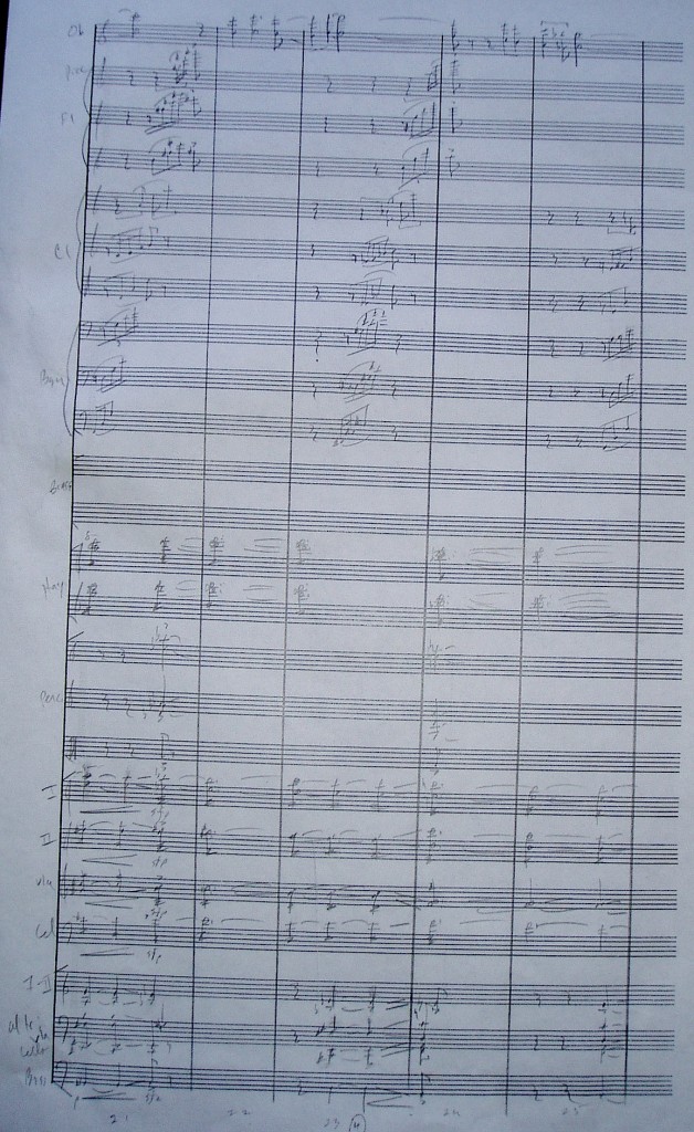 Measures 21-25 of "rooted in the sun" section